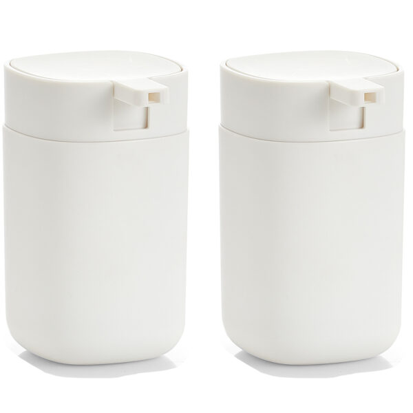 Zeller Zeeppompje/dispenser - 2x - kunststof - wit - 12 cm - modern -