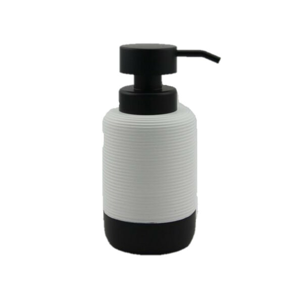 Items Zeeppompje/dispenser - klassiek - wit zwart - keramiek - 10 x 17 cm - toilet/badkamer/keuken -