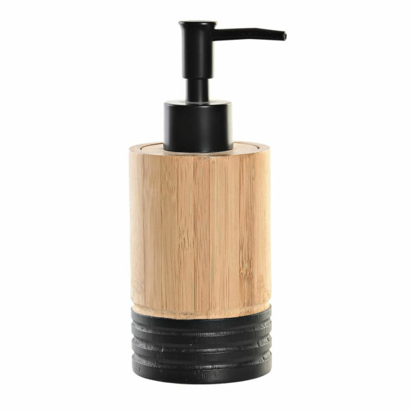 Items Zeeppompje/dispenser - bruin/zwart - bamboe hout - 7 x 17 cm -