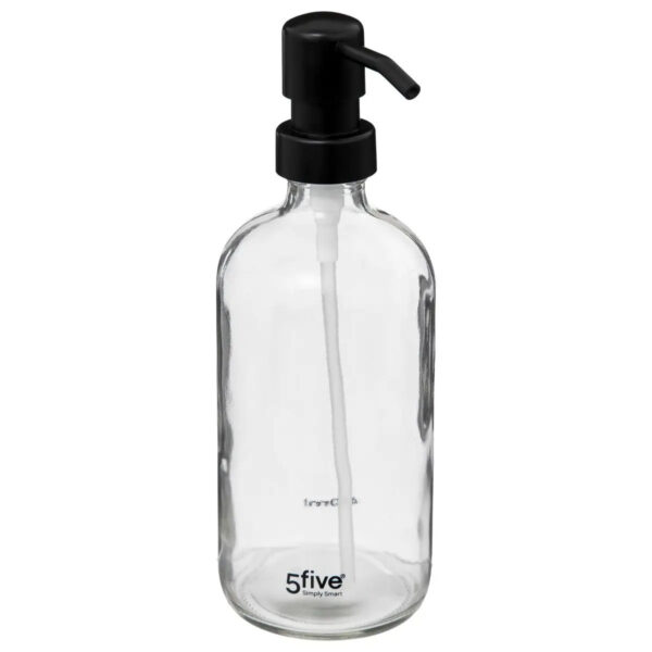 5five Zeeppompje/dispenser - van glas - transparant - 450 ml -