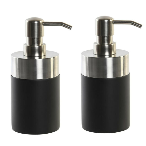 Items Zeeppompje/dispenser - 2x - zwart - klassiek - polyresin - 9 x 17 cm - keuken/toilet/badkamer -