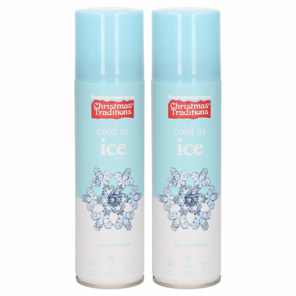 Bevroren ijssterren/vorst spray - 2x - in bus - 150 ml - ijsspray - ijsbloemen - sneeuwspray -