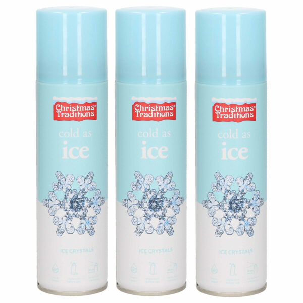 Bevroren ijssterren/vorst spray - 3x - in bus - 150 ml - ijsspray - ijsbloemen - sneeuwspray -
