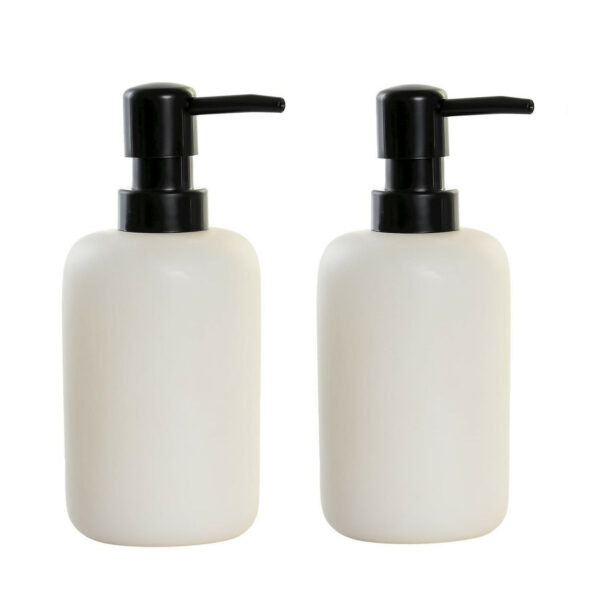 Items Zeeppompje/dispenser - 2x - marmer look wit - polystone - 9 x 17 cm - keuken/badkamer/toilet -