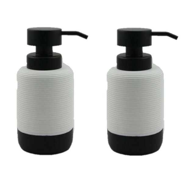 Items Zeeppompje - 2x - klassiek - wit/zwart - keramiek - 10 x 17 cm -