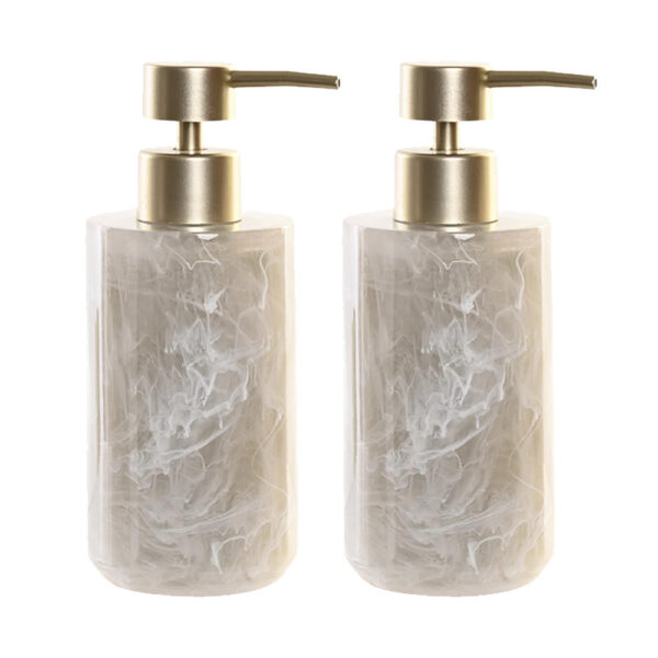 Items Zeeppompje - 2x - marmer look - polyresin - grijs - 17 cm - keuken -