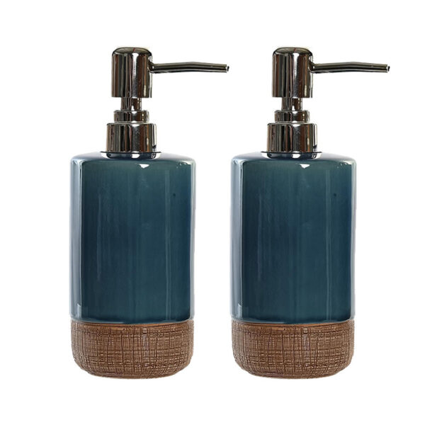 Items Zeeppompje/dispenser - 2x - polystone - groen - 18 cm - lotionpompje -