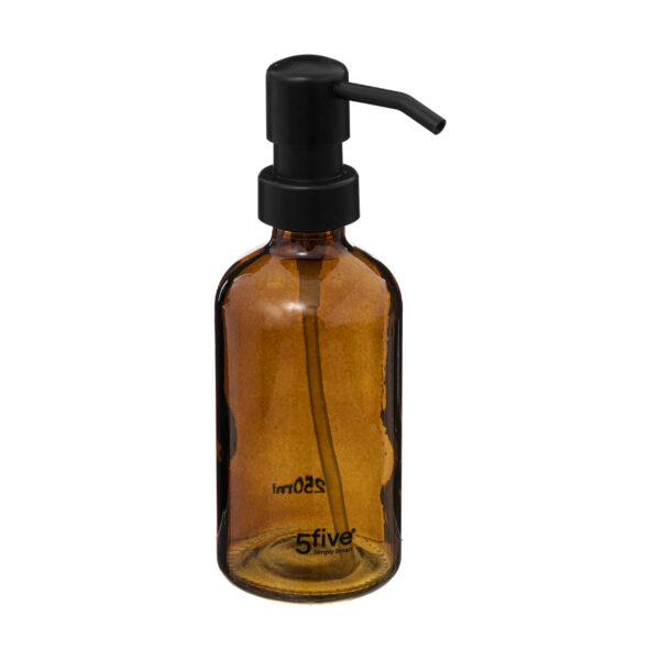 5Five Zeeppompje/dispenser - glas - bruin - 250 ml - navulbaar -