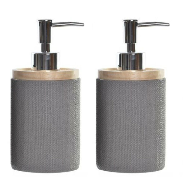 Items Zeeppompje/dispenser - 2x - klassiek - grijs - polystone - 8 x 18 cm -