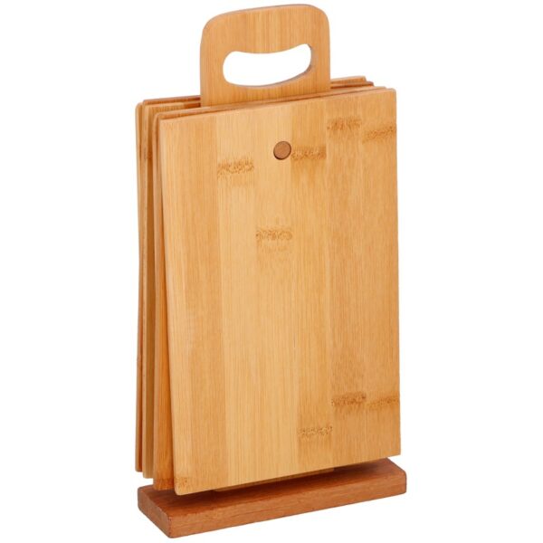 Bamboe houten broodplankjes met houder - 6x stuks - Snijplanken - 22 x 15 cm per stuk -