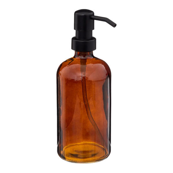 5five Zeeppompje/dispenser - van glas - bruin - 450 ml - navulbaar -