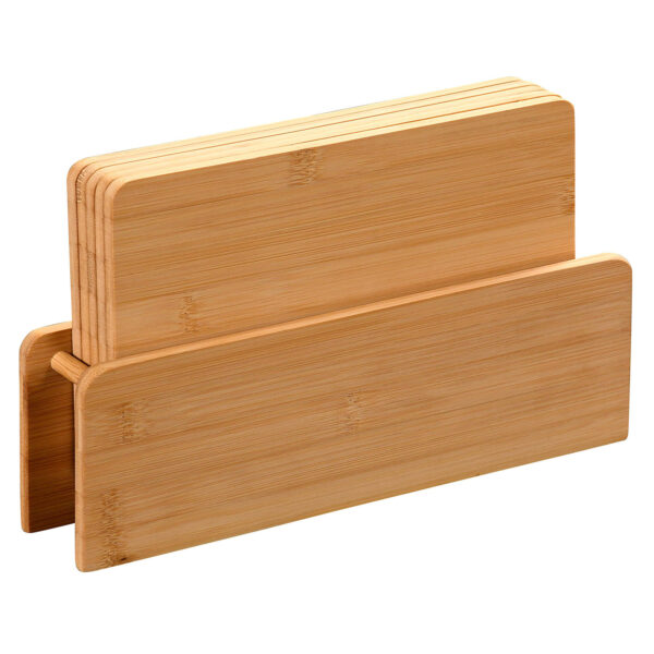 Kesper Broodplankjes met houder - set 5x stuks - bamboe - 24 x 15 cm