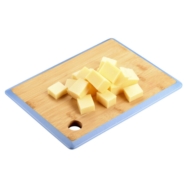Keuken voedsel bereiden snijplank - 27 x 19 cm - bamboe hout - blauwe rand