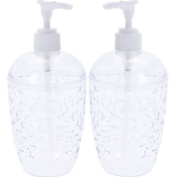 Zeeppompje/dispenser - 2x - transparant - druppels - 18 cm - badkamer -