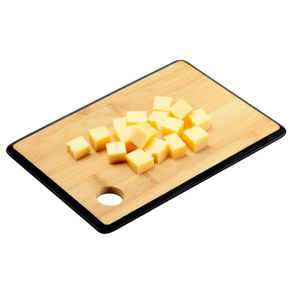 Kesper Keuken voedsel bereiden snijplank - 23 x 15 cm - bamboe hout - zwarte rand