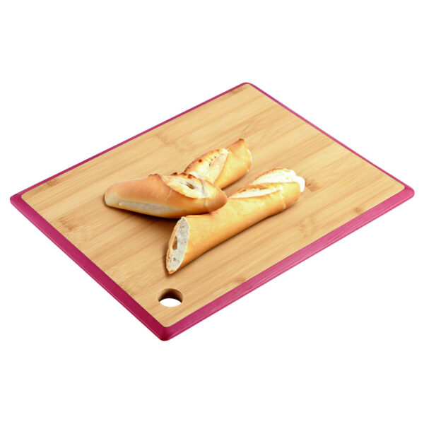Keuken voedsel bereiden snijplank - 35 x 26 cm - bamboe hout - rode rand -
