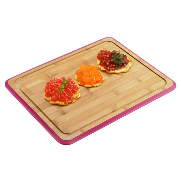 Kesper Keuken voedsel bereiden snijplank - 40 x 30 cm - bamboe hout - rode rand -