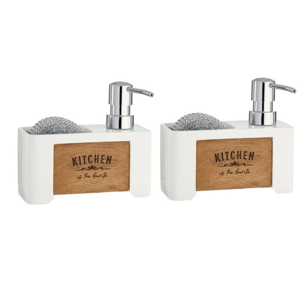 2x arte r zeeppompje/dispenser - met houder - kunststof-hout - wit -