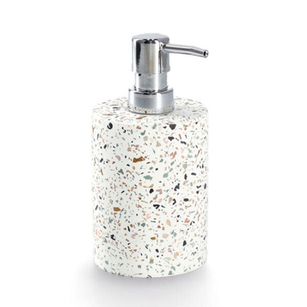 Zeller Luxe zeeppompje/dispenser - wit - Terrazzo design - keramiek - 16 x 8 cm - 250 ml - badkamer -