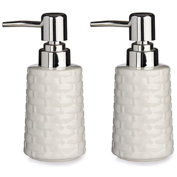 Berilo Zeeppompje - 2x - keramiek - wit - zilver - 150 ml - navulbaar -