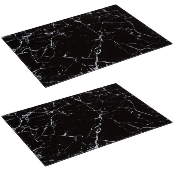 Snijplank marmer print - 2x - glas - 40 x 30 cm - serveerplank/hapjes plank