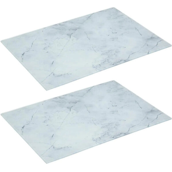Snijplank rechthoek wit met marmer print 40 x 30 cm van glas -