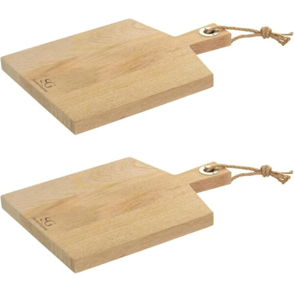 2x Stuks snijplank met handvat 38 x 26 cm van mango hout -