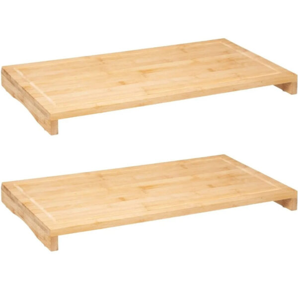 2x Stuks grote snijplank/serveerplank op pootjes rechthoek 52 x 28 cm van bamboe hout -