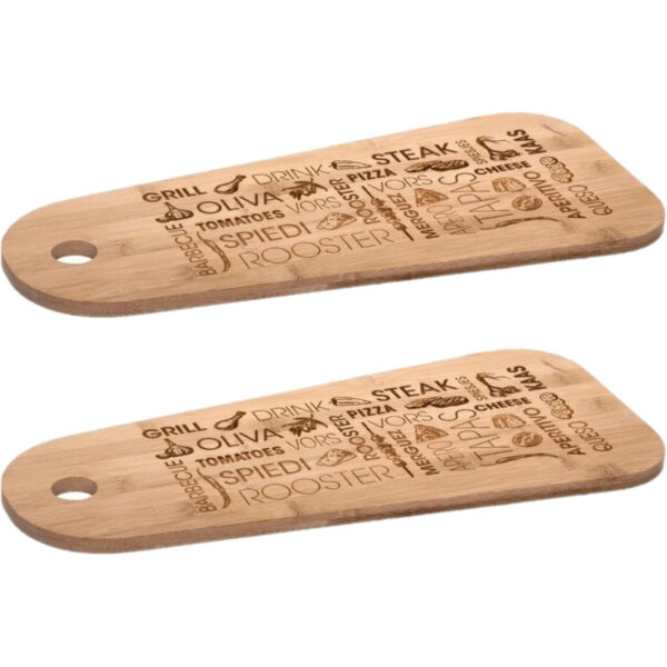 Secret de Gourmet Serveerplank - 2x - bamboe - tapas - 45 x 19 cm -