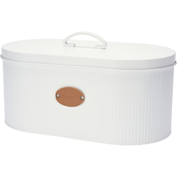 Luxe witte broodtrommel van metaal 33 x 18 x 15 cm -