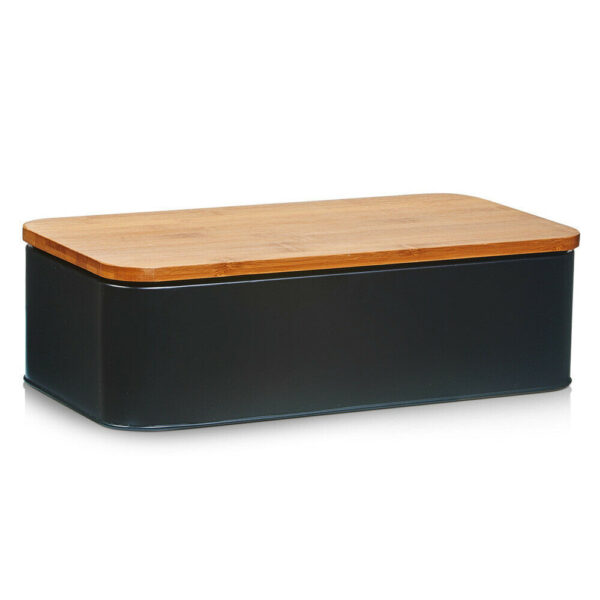 Zeller Luxe Broodtrommel - hout / zwart - met deksel - 42 x 23 x 13 cm - brooddoos -