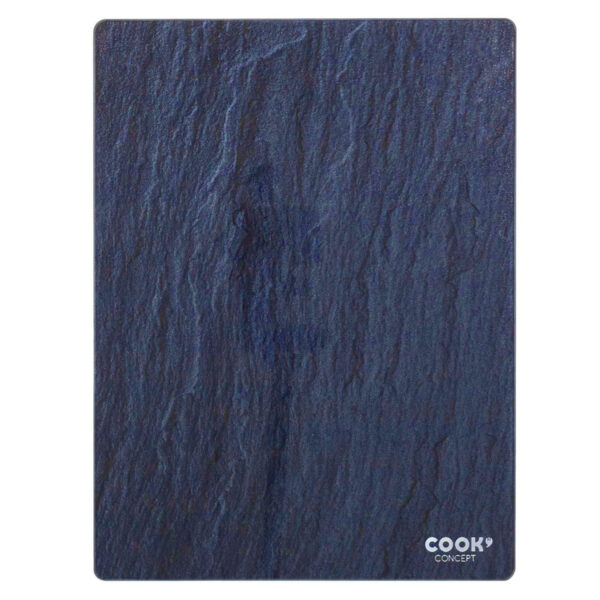 Cook Concept snijplank/serveerplank van glas - rechthoek - blauw/zwart marmer print - 40 x 30 cm -