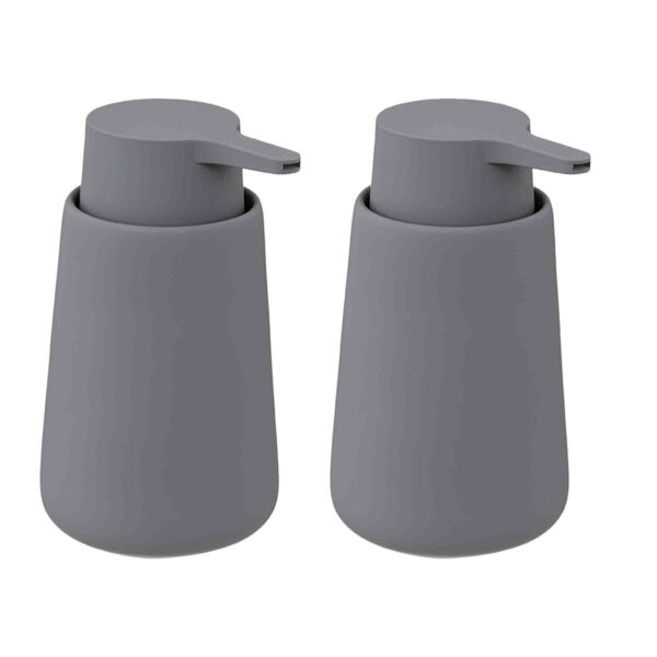 5Five Zeeppompje/dispenser - 2x - keramiek - grijs - 250 ml - keuken -