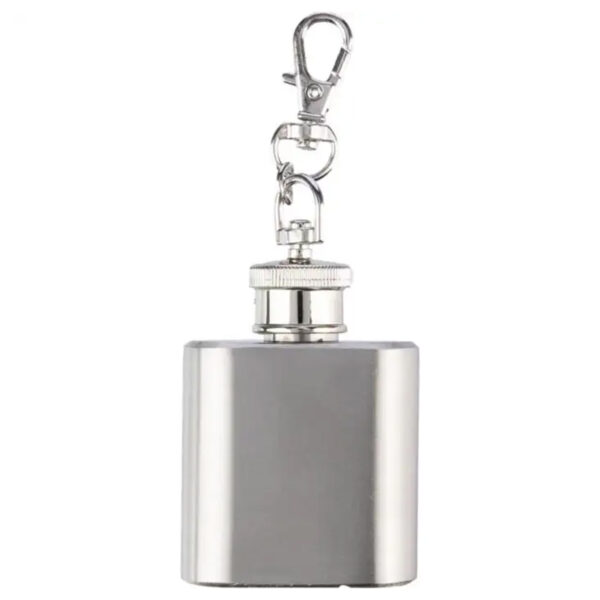 Mini heupflesje sleutelhanger - RVS - 30 ml - borrelfles/drankfles -