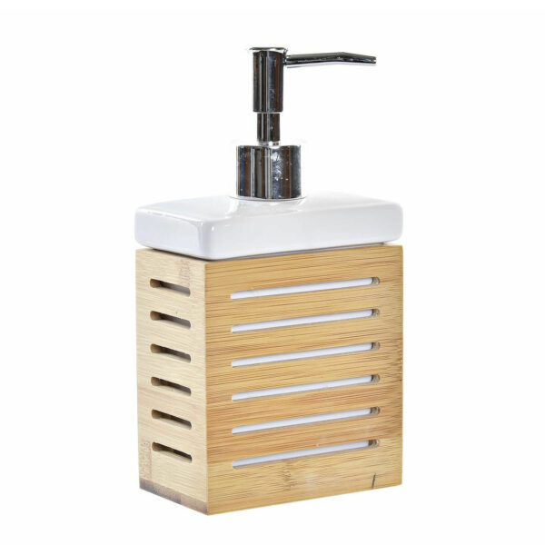 Items Zeeppompje/dispenser - bamboe wit - 300 ml - 10 x 19 cm - keuken -