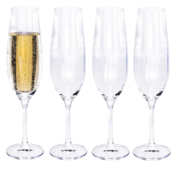 Excellent Houseware Champagneglazen - 4x stuks - kristal - 260 ml -