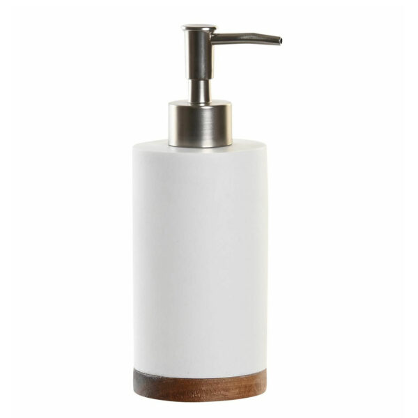 Items Zeeppompje/dispenser - wit - keramiek/acaciahout - 7 x 19 cm -