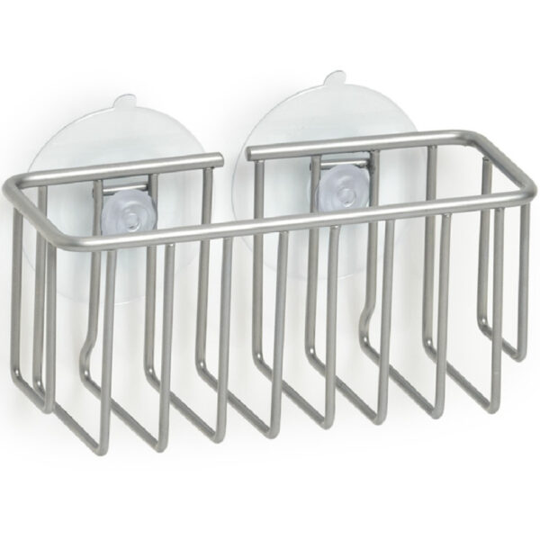Zeller houder met zuignappen - metaal - 13 x 5,5 cm - Zeephouders - Muurhouders voor keuken/badkamer -