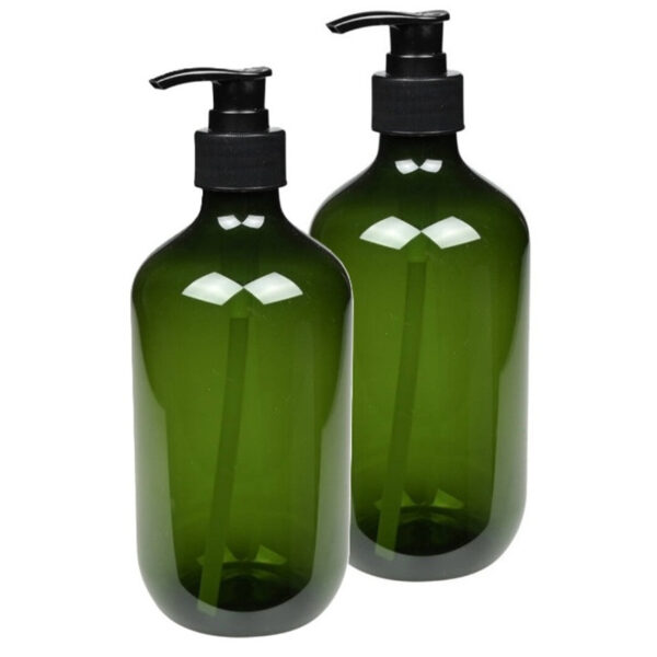Benson Zeepdispenser - 2x - groen - 500 ml - zeeppompje - D7 x H19 cm -