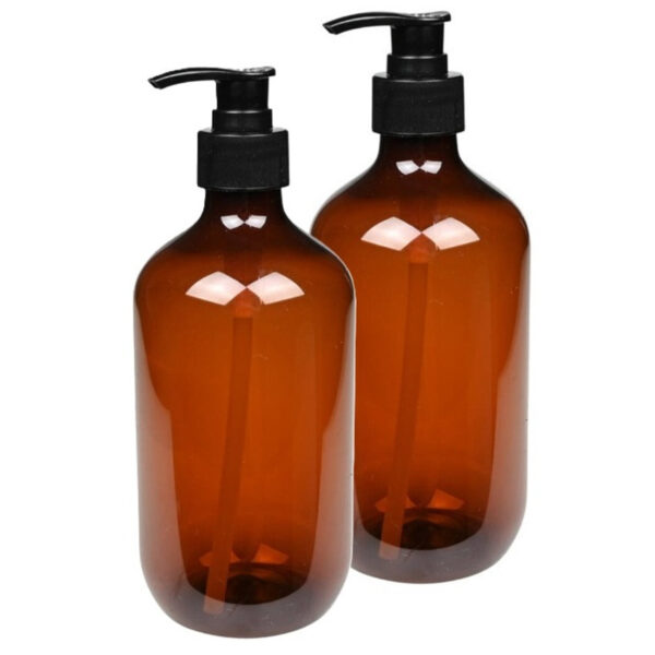 Benson Zeepdispenser - 2x - bruin - 500 ml - zeeppompje - D7 x H19 cm -