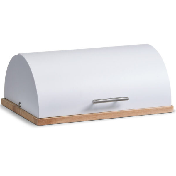 Houten robuuste broodtrommel met witte klep/deksel 39 cm -
