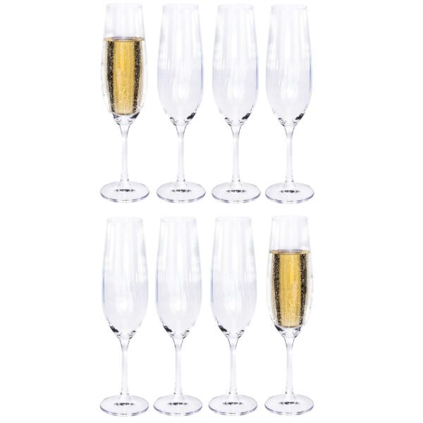 Excellent Houseware Champagneglazen - 8x stuks - kristal - 260 ml -