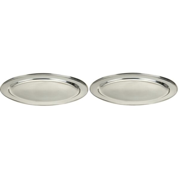 2x RVS serveer/barbecueschaal 40 cm -