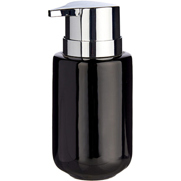 Berilo zeeppompje/dispenser - keramiek - zwart/zilver - 350 ml - toilet/badkamer/keuken -