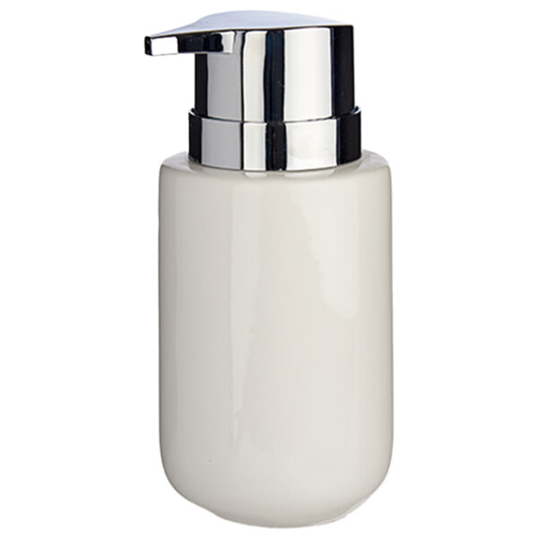Berilo zeeppompje/dispenser - keramiek - wit/zilver - 350 ml - toilet -