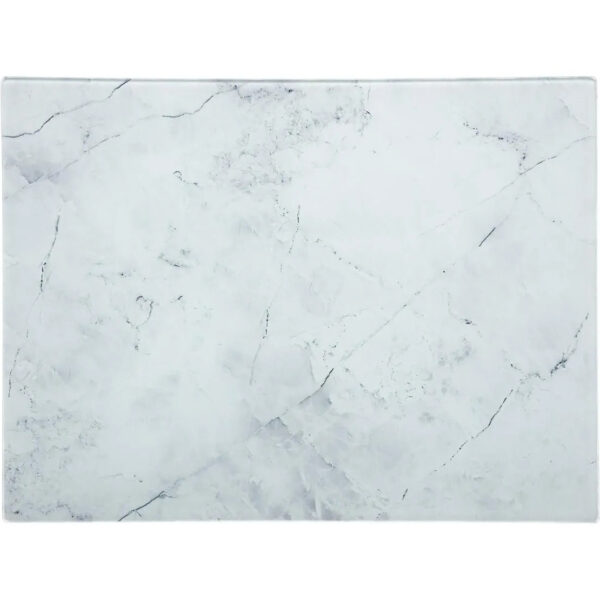 Secret de Gourmet snijplank - glas - wit met marmer print - 40 x 30 cm - Serveerplank - Keuken