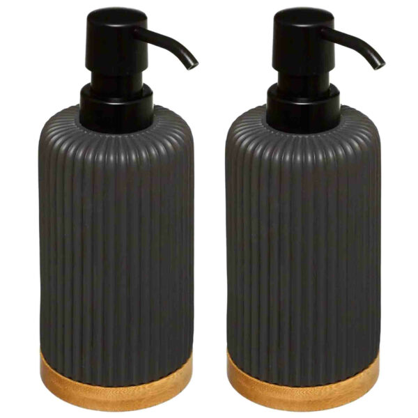 5Five Zeeppompje/dispenser - 2x - kunststeen - antraciet - 270 ml -